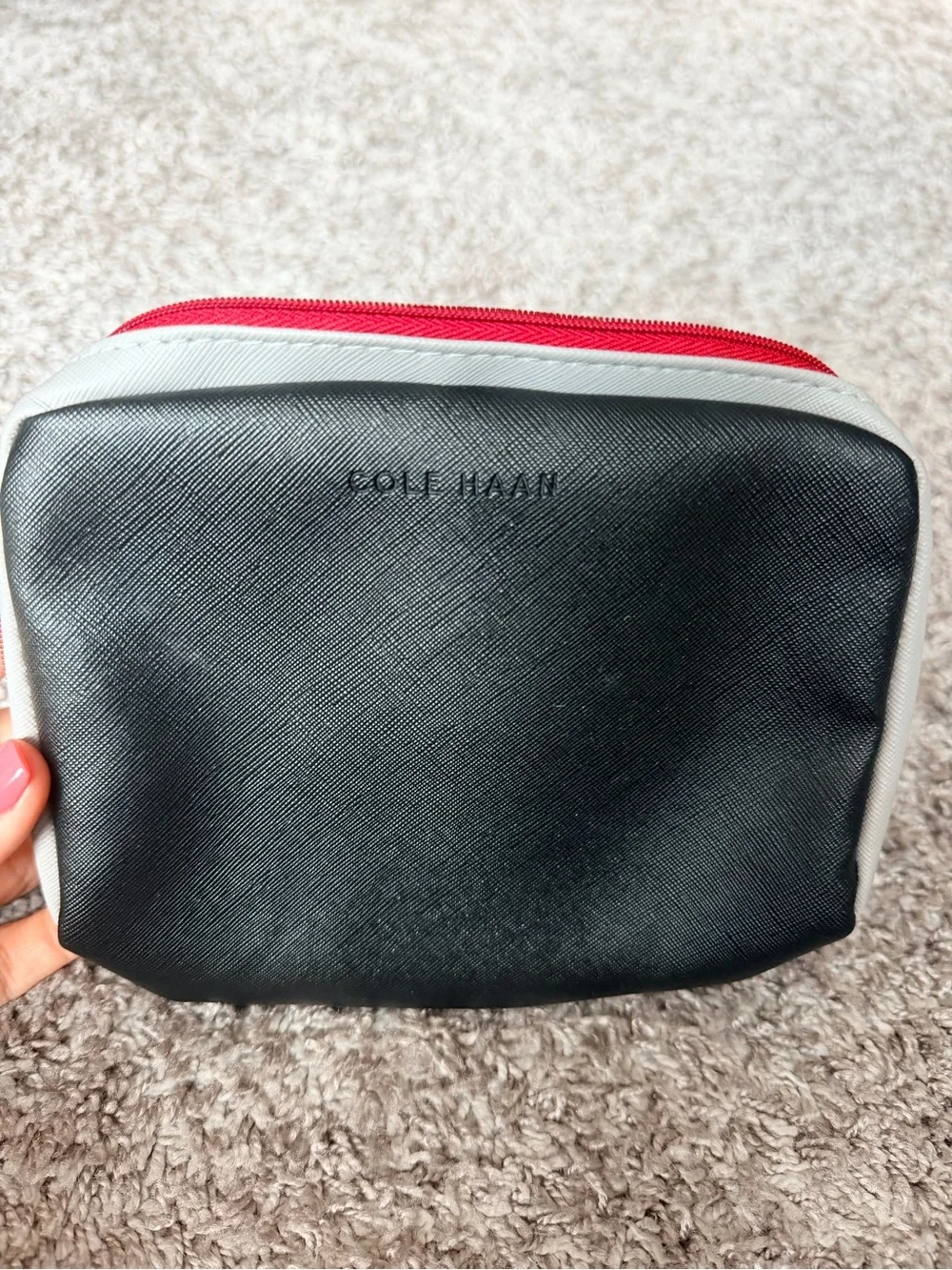 Cole Haan Black Travel Pouch with Red Zip